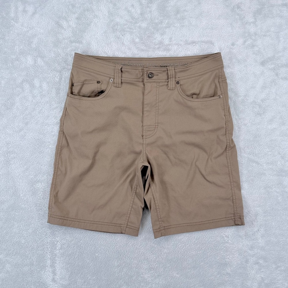 prAna Brion Shorts Mens 32 x 9 Brown Performance Stretch Hiking Outdoor Chino